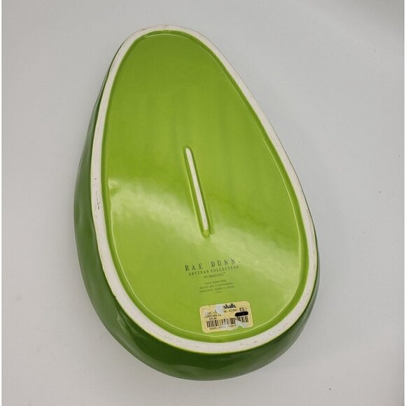 NWT Rae Dunn Large Avocado-Shaped Chip N Dip Ceramic Serving Bowl and Platter - Picture 4 of 5